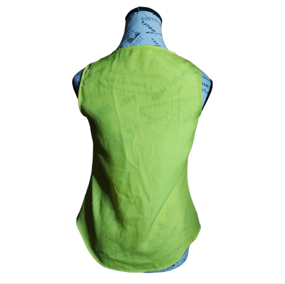 New York & Company Yellow Sheer Ruffle  Blouse Size X-Small - Picture 2 of 3